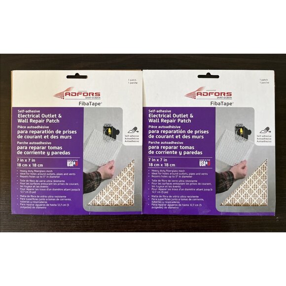 FibaTape Self-Adhesive Electrical Outlet & Wall Repair Patch Set Of Two - Picture 1 of 1